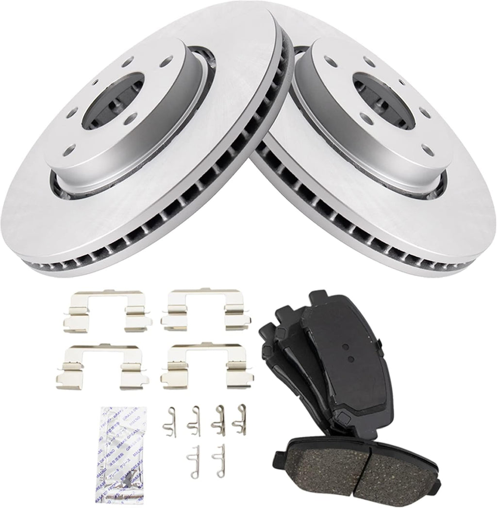 TRQ Front Ceramic Brake Pad and Rotor Set Coated Compatible with 2016-2018 Mazda CX-5 2019 Mazda CX-5 Naturally Aspirated