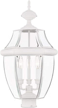 Livex Lighting 2354-03 Outdoor Post with Clear Beveled Glass Shades, White