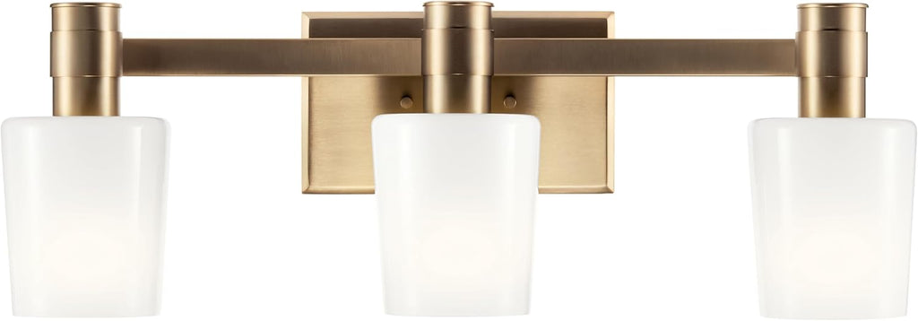 Kichler Adani 3-Light Vanity Light Fixture, Modern Bathroom Vanity Lighting with Opal Glass in Champagne Bronze for Bathroom or Powder Room Wall Mount (8.25' x 24'), 55176CPZ