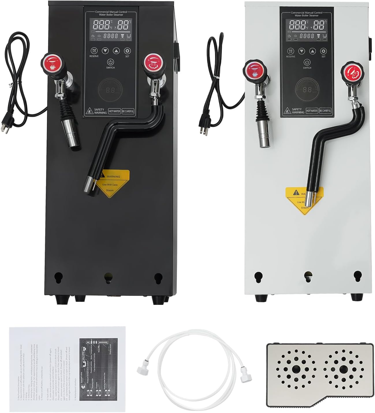 Step-Heating Commercial Hot Water Dispenser, 3000W Fast Water Boiler with 12L Automatic Steam Boiling Water Boiler 304 Stainless Steel Hot Water Dispenser for Restaurants Homes and Offices
