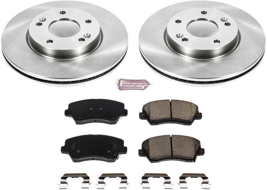 PowerStop Front Brake Kit for Hyundai Veloster 2016-17 |Veloster 2019-21 |Kia Forte 2017-18 |Forte5 2017-18 - Z17 Ceramic Brake Pads & Disc Rotors Replacement, KOE7672