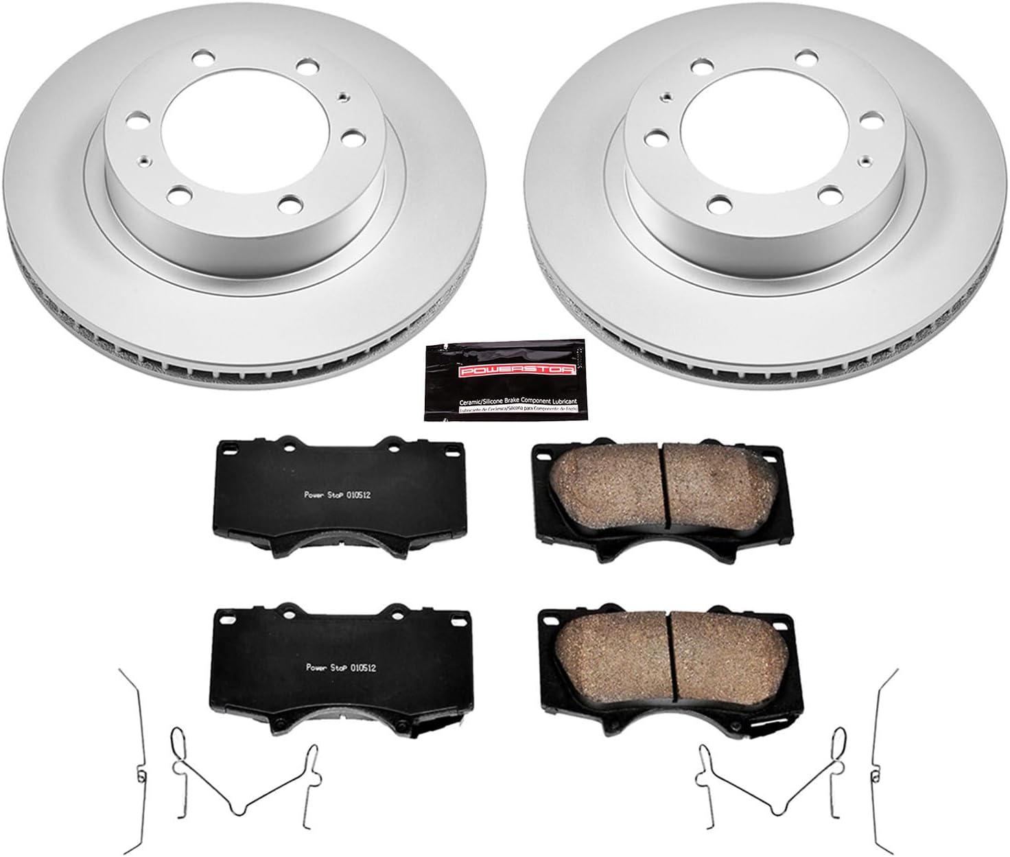 PowerStop Front Brake Kit for Toyota 4Runner 2003-09 |FJ Cruiser 2007-14 |Tacoma 2005-23 - Fully-Coated Disc Rotors with Z17 Ceramic Brake Pads Replacement, CRK137