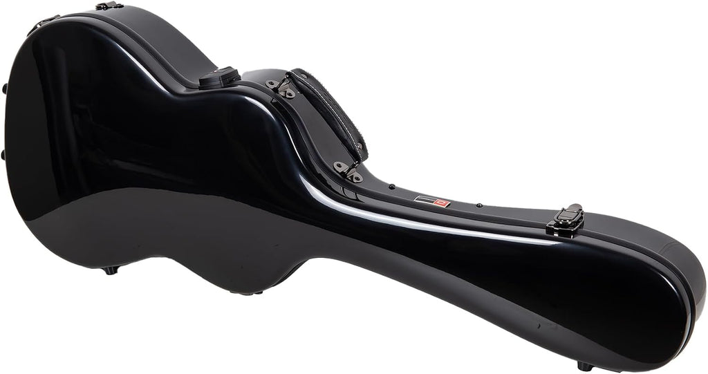 Crossrock Fiberglass Guitar Case for Cordoba Smaller Body Torres | Also Fits 1953 Gibson 3/4 Archtop & 1907 Parlor Guitar | TSA Lock, Backpack Straps, Accessory Compartment - Black (CRF2020CTBK)