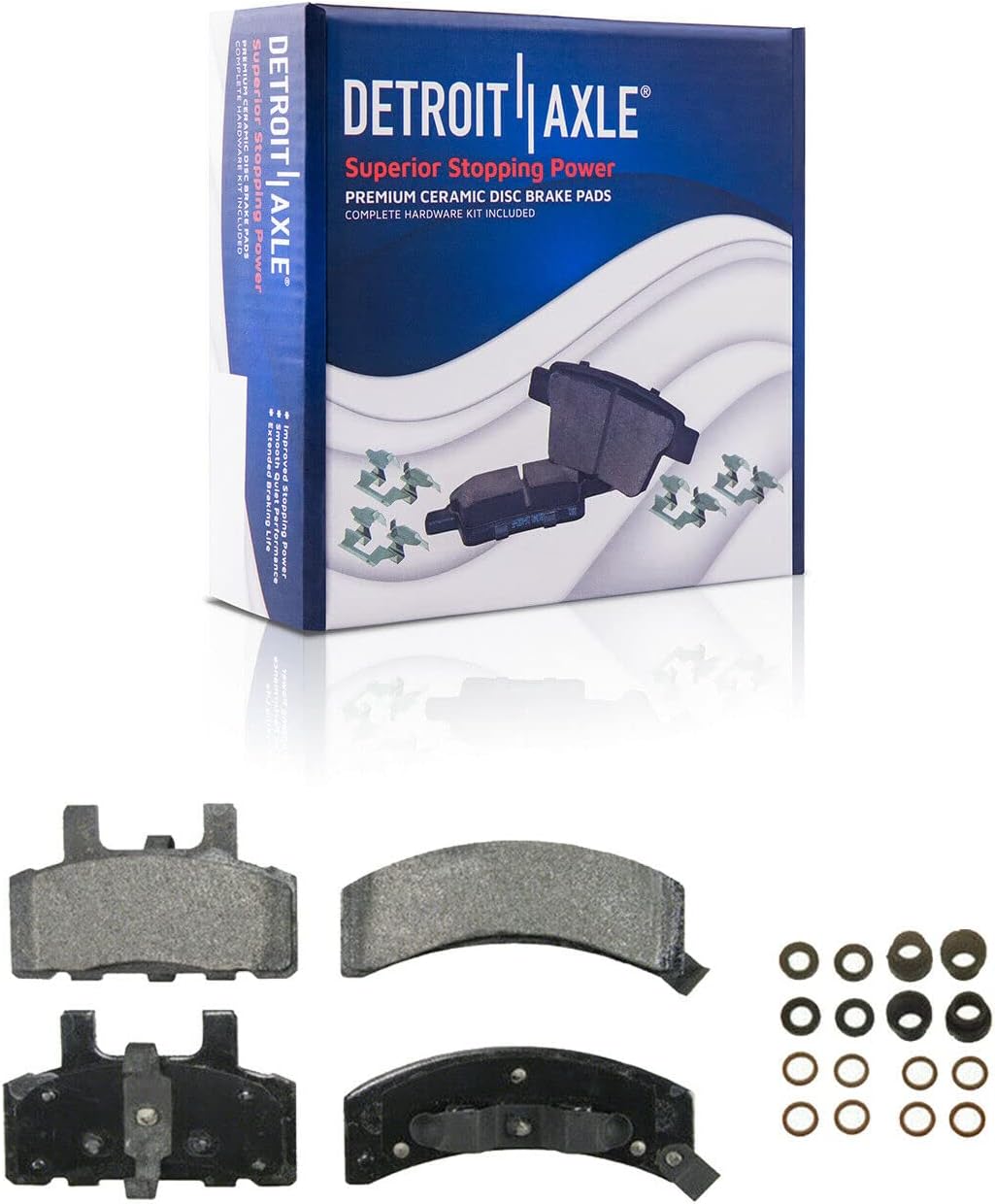 Detroit Axle - Front Brake Kit for K1500 K2500 Pickup GMC Chevrolet Tahoe, Drilled & Slotted Brake Rotors Ceramic Brake Pads Brake Calipers Replacement