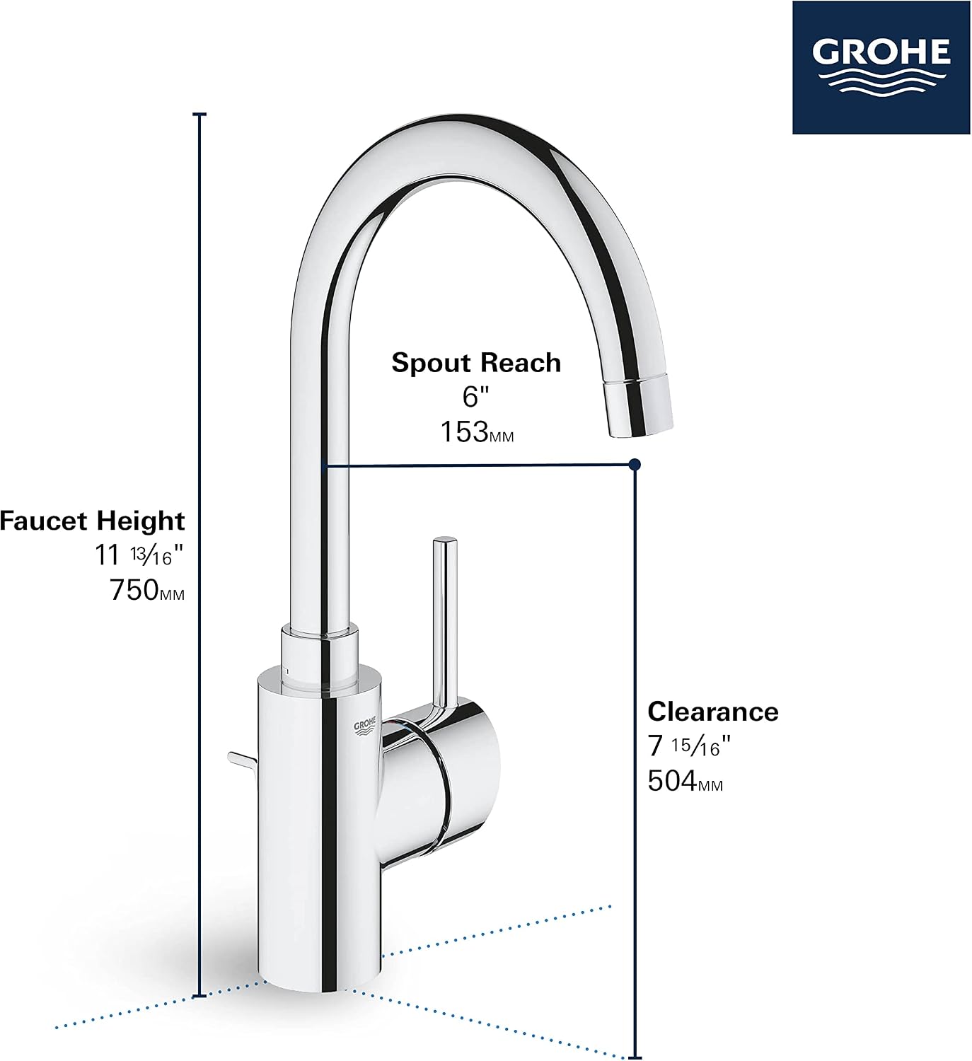 GROHE 32138EN2 Concetto Single-Handle Bathroom Faucet, Brushed Nickel InfinityFinish