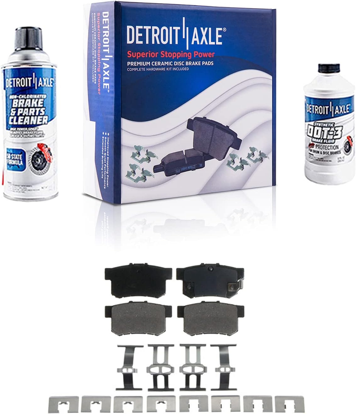 Detroit Axle - Rear Brake Kit for 2004-2008 Acura TSX, 2003-2007 Honda Accord, 2005 2006 2007, Drilled & Slotted Brake Rotors Ceramic Brake Pads Disc Brake Calipers Replacement: 10.24 inch Rear Rotor