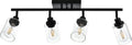 MELUCEE 4 Light Track Lighting Kit 28.7 Inch Bathroom Light Fixtures Matte Black Ceiling Spotlight Fixture for Hallway Foyer Bath Storage, Clear Glass Shade