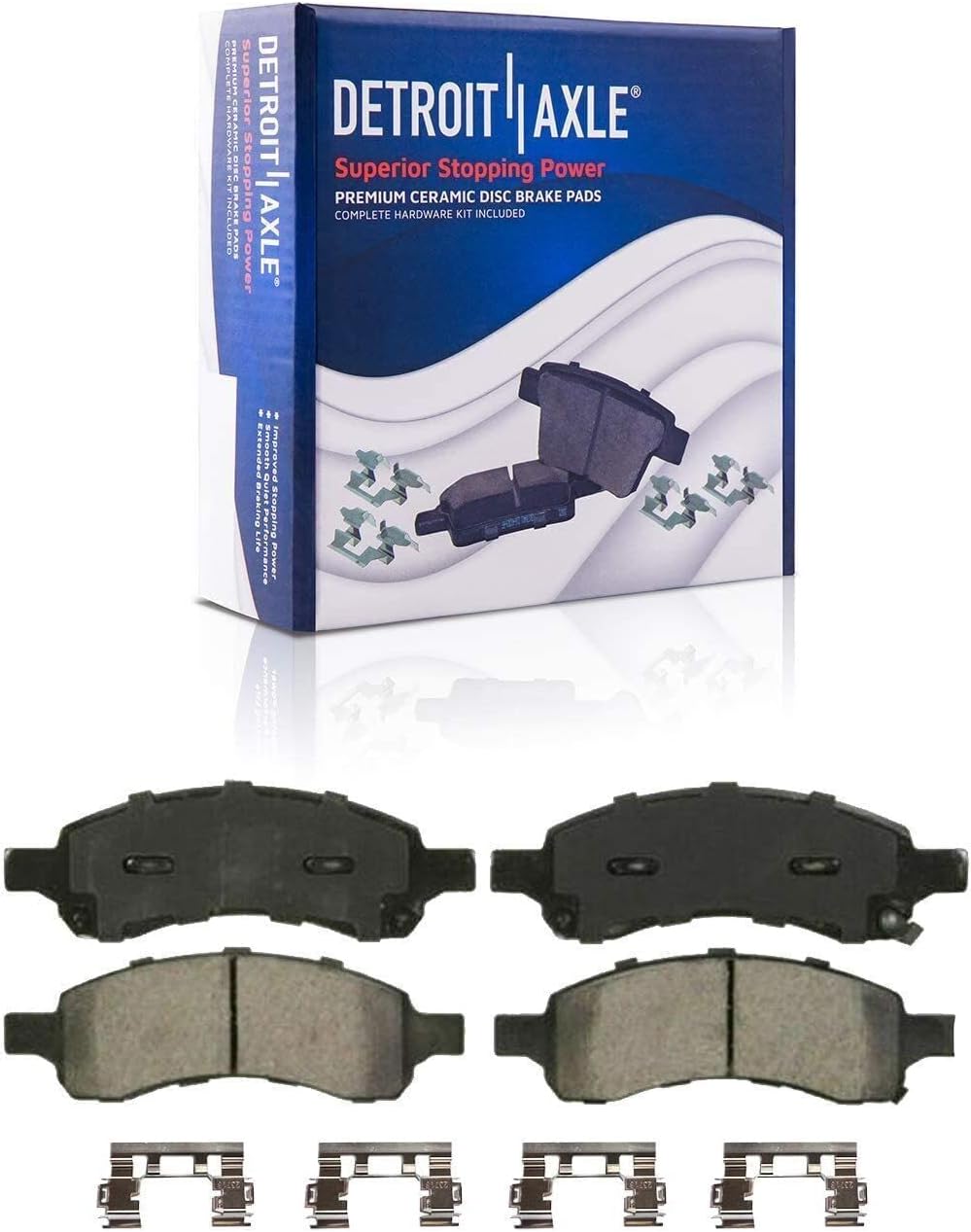 Detroit Axle - Front Brake Kit for Chevy Traverse GMC Acadia Limited Buick Enclave Saturn Outlook [ABS Models], Drilled & Slotted Brake Rotors Ceramic Brake Pads Wheel Lug Nuts Socket Keys Replacement