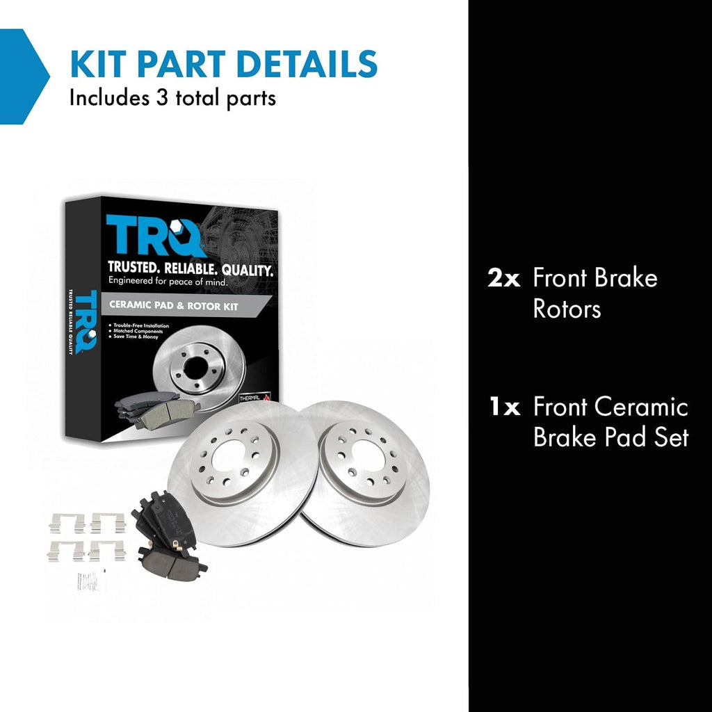 TRQ Front Brake Pad and Rotor Set Ceramic Vented Rotors Compatible with 2017-2019 Buick LaCrosse 2018-2019 Regal Sportback Regal TourX 2018-2021 Chevrolet Equinox GMC Terrain