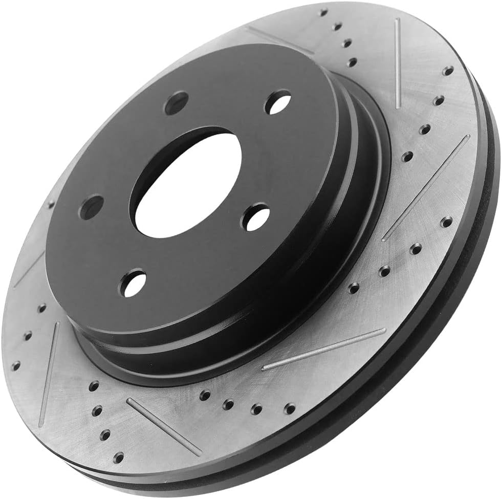 Front Brake Rotors and Pads for 2011-2018 Ram 1500, 2006-2010 Dodge Ram 1500, 2007-2009 Dodge Durango/Chrysler Aspen Drilled and Slotted E-Coating Disc Brake Rotors Ceramic Brakes Pads