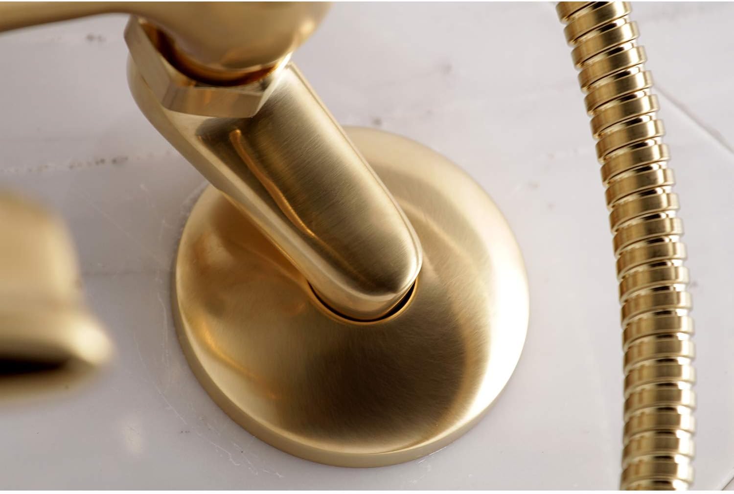 Kingston Brass KS266SB Vintage 6' Adjustable Wall Mount Clawfoot Tub Faucet, Brushed Brass