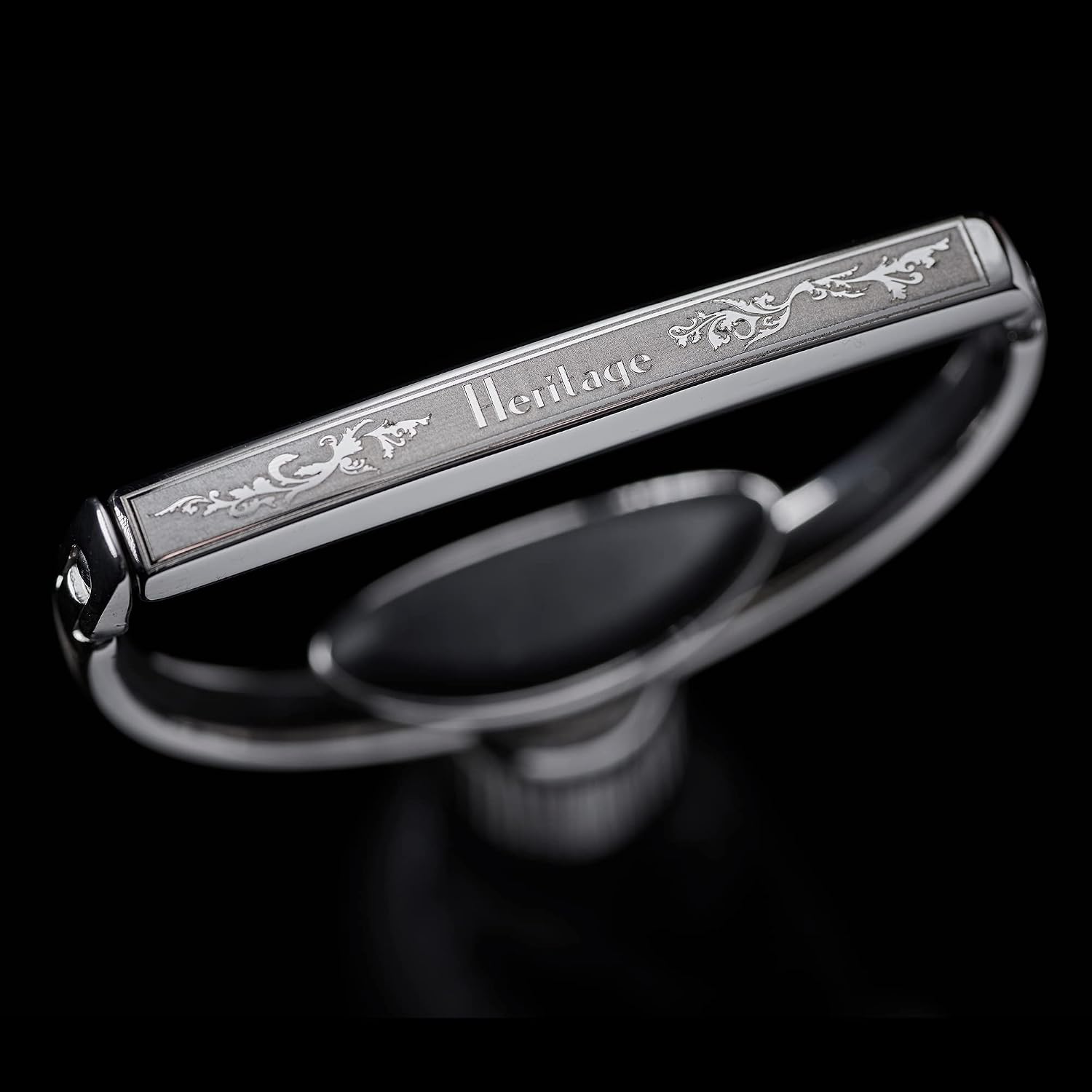 G7th Heritage 6-String Guitar Capo S3 - Stainless Steel with Full Acanthus Engraving & Adaptive Radius Technology - Wide Width - Yoke-Style Capo for Acoustic and Electric Guitar, UK Design