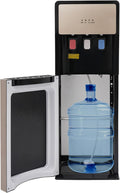 500W Bottom Loading Water Dispenser with 3 Temperature Settings, Hot & Cold Standing Water Dispenser Storage Cabinet Drinking Fountain for Home, Office, Holds 3 or 5 Gallon Bottles (Champaign Gold)