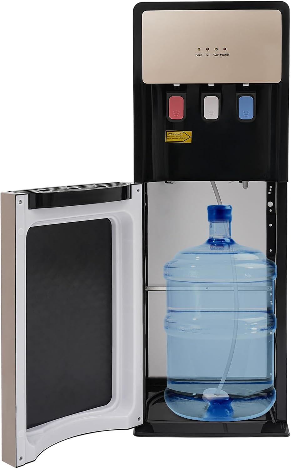 500W Bottom Loading Water Dispenser with 3 Temperature Settings, Hot & Cold Standing Water Dispenser Storage Cabinet Drinking Fountain for Home, Office, Holds 3 or 5 Gallon Bottles (Champaign Gold)