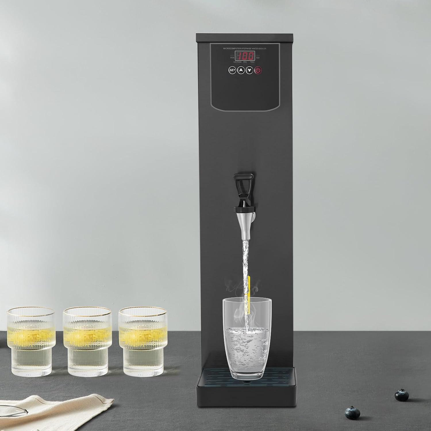 30L/7.93Gal Commercial Commercial Hot Water Boiler, Electric Countertop Dispenser, Step-heating Temperature Control 86°F-206°F, for Tea Coffee Office Restaurant, 3000W