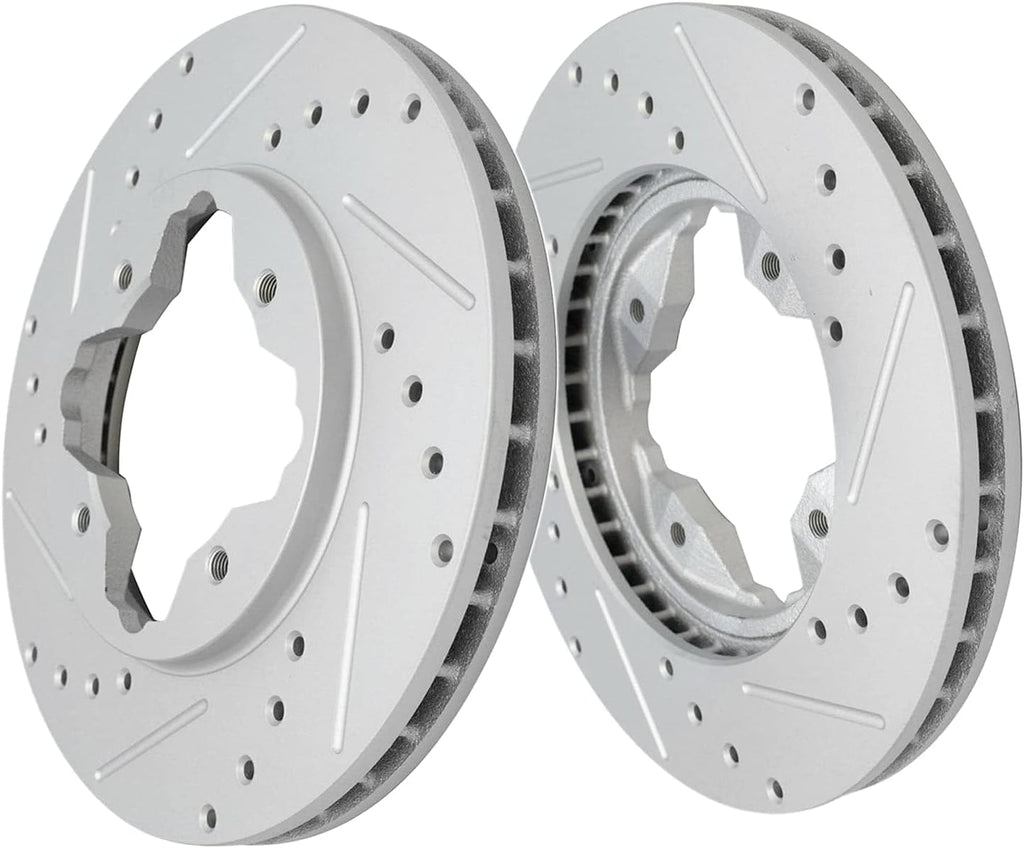 Detroit Axle - Brake Kit for Acura 1997 CL, 1991-1997 Honda Accord Drilled and Slotted Disc Brake Rotors Ceramic Brakes Pads Replacement: 10.24' inch Front and Rear Brake Rotors