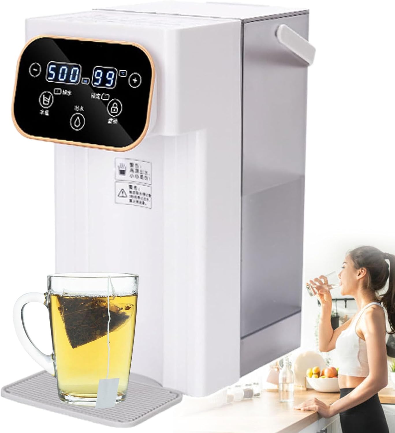 3L Instant Hot Water Dispenser | 12 Temp Settings (25°C-99°C) | 8 Volume Options (150ml-500ml) | Independent Cup Pad + LED Light + Safety Lock, Digital Touch Screen