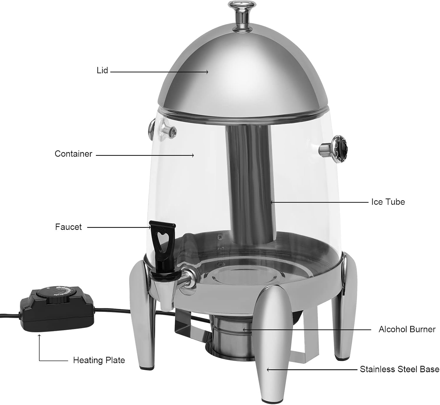 Hot Beverage Dispenser, 3.2 Gallon 12L Stainless Steel Coffee Urns Drink Dispenser for Hot & Cold Drinks, Hot Water Urn for Catering
