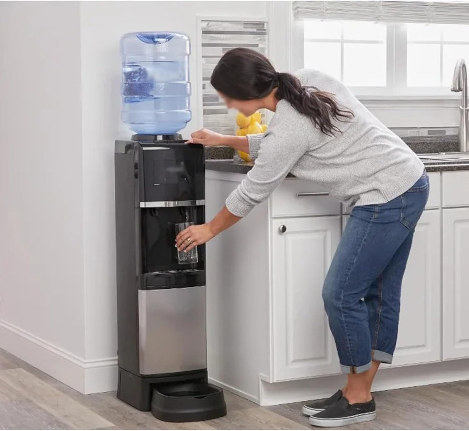 Water Dispenser Water Dispenser Top Loading Hot/Cold Temperature Black and Stainless Steel Water Cooler