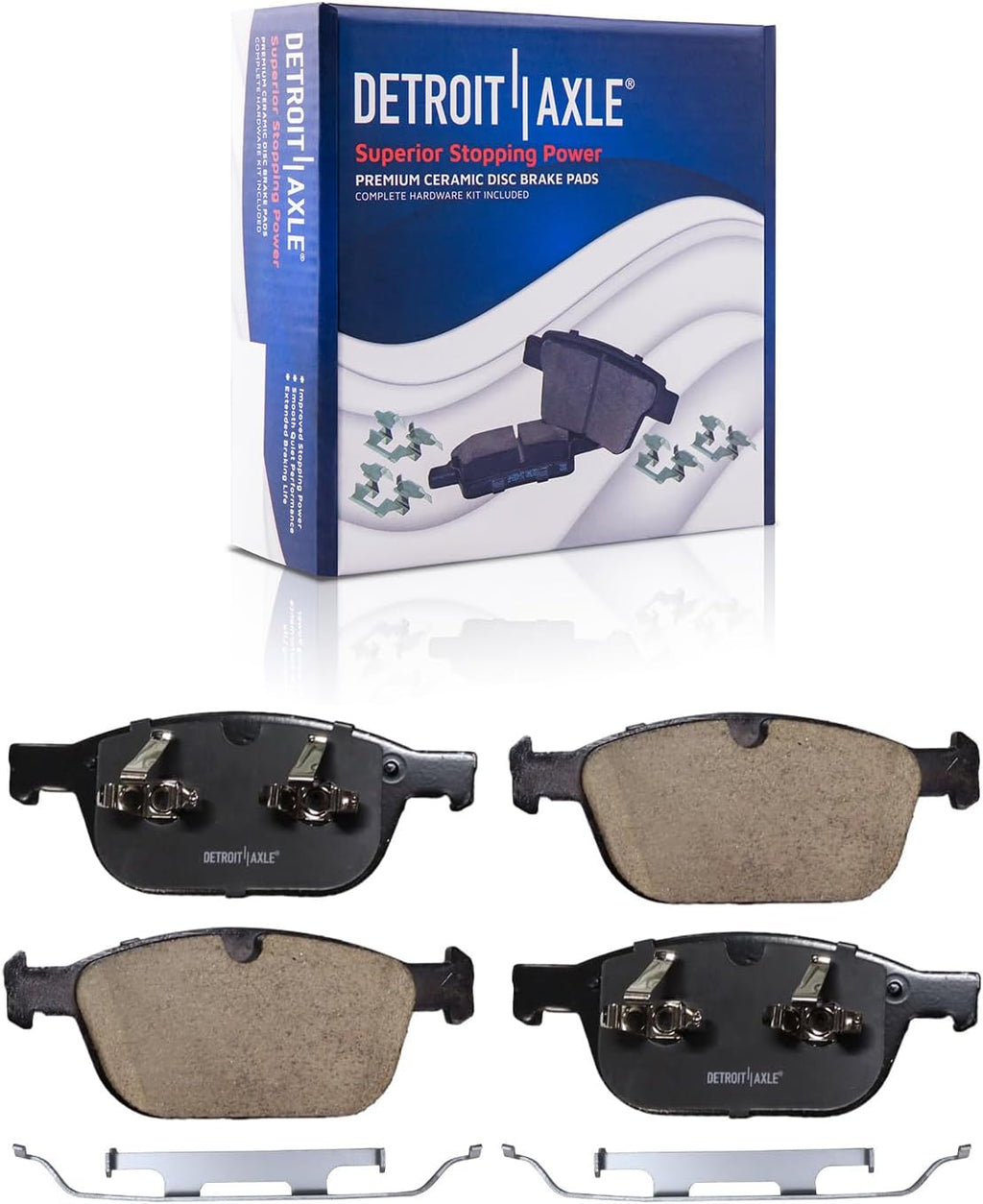 Detroit Axle - 8pc Brake Kit for 2010-2014 Volvo XC90, Disc Brakes Rotors Ceramic Brake Pads with Hardware 2011 2012 2013 Replacement : 12.91' inch Front and 12.16' inch Rear Rotor