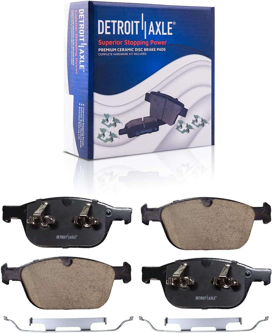 Detroit Axle - 8pc Brake Kit for 2010-2014 Volvo XC90, Disc Brakes Rotors Ceramic Brake Pads with Hardware 2011 2012 2013 Replacement : 12.91' inch Front and 12.16' inch Rear Rotor