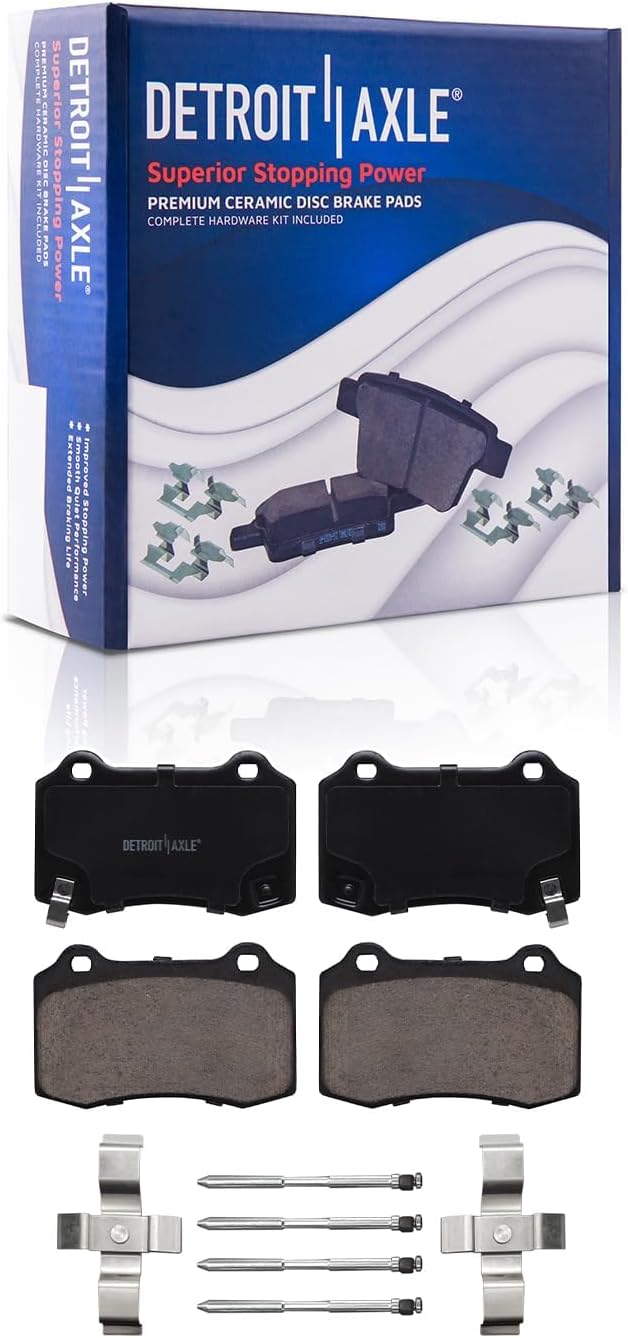 Detroit Axle - 8pc Brake Kit for 2016 Tesla Model S, Drilled and Slotted Disc Brake Rotors Ceramic Brakes Pads with Hardware Replacement: 13.98' inch Front and 14.37' inch Rear Rotor