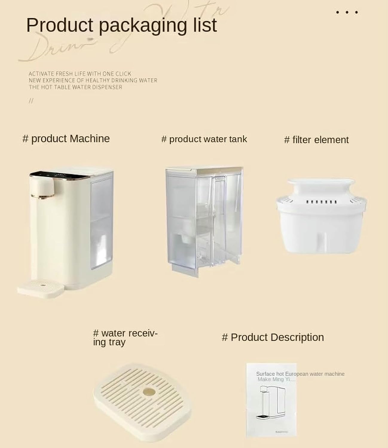 Hot Water Dispenser, 3 Second Rapid Heating, Adjustable 5 Temperatures, 3 L Large Capacity Electric Hot Water Kettle, for Home and Office
