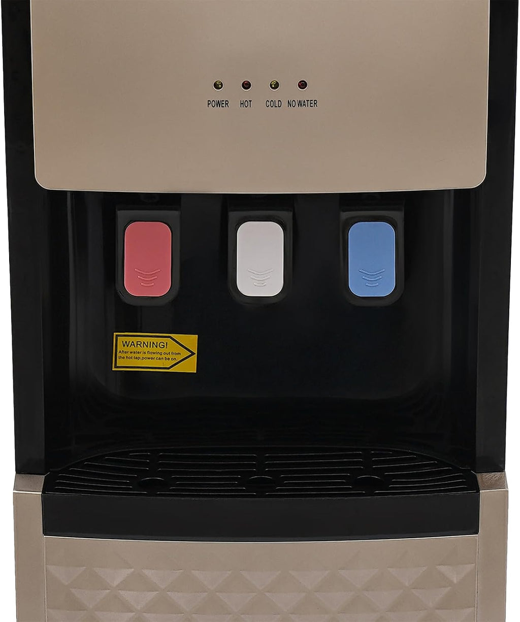 Bottom Loading Water Dispenser, 3 Temperatures - Room, Hot & Cold Water Dispenser for 5 Gallon Bottles, Bottom Load 5 Gallon Water Cooler Dispenser for Home, Office, Living Room (Champaign Gold)