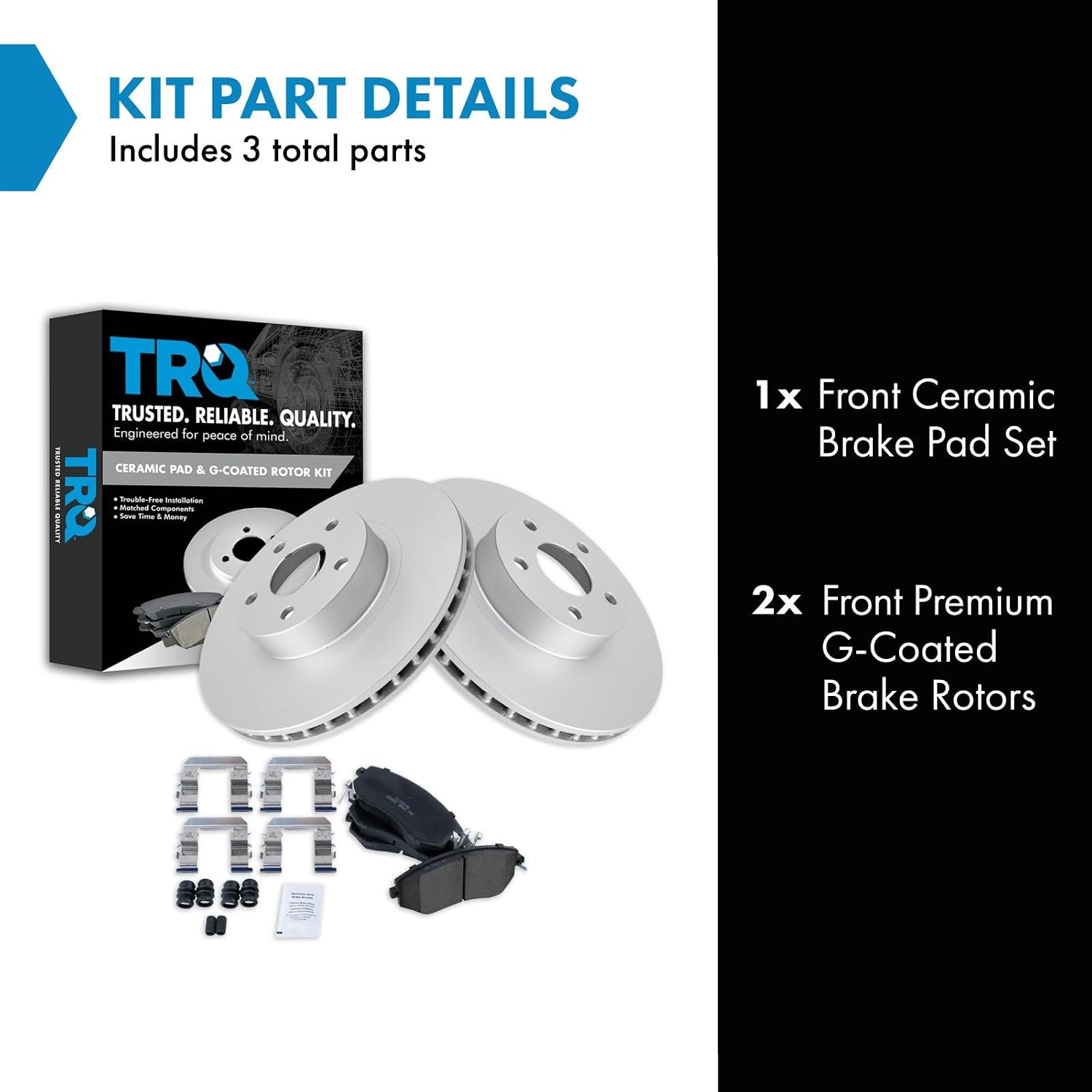 TRQ Front Brake Pad and Rotor Set Ceramic G Coated Vented Rotors Compatible with 2013-2016 Scion FR-S Subaru BRZ 2011-2016 Impreza