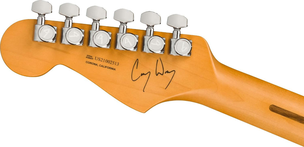 Fender Cory Wong Stratocaster - Sapphire Blue Transparent Bundle with Deluxe Case, Cable, Capo, Tuner, Strap, Strap Blocks, Picks, and Austin Bazaar Instructional DVD