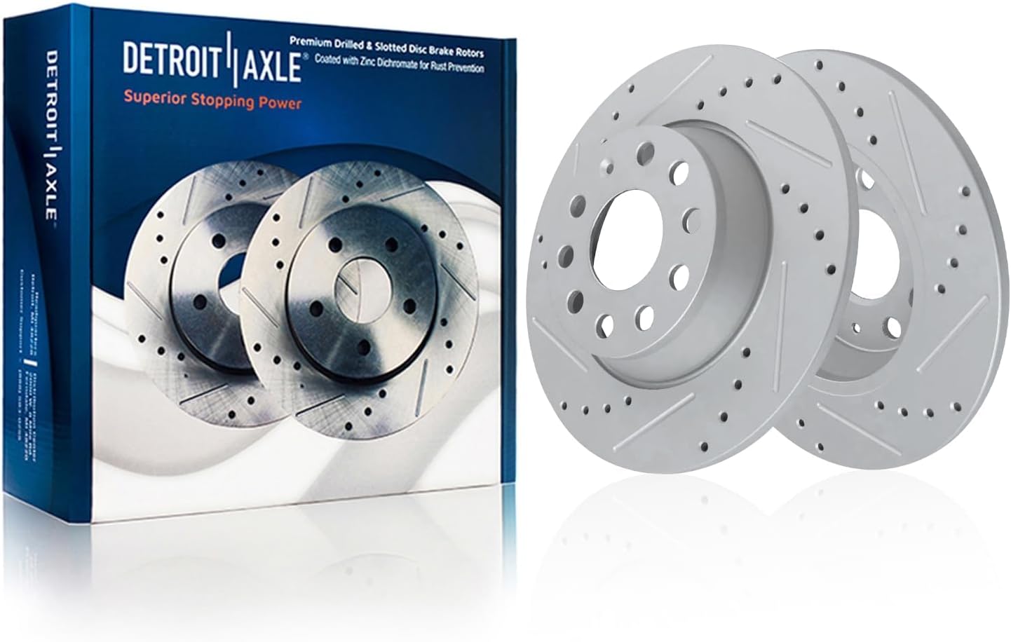 Detroit Axle - Brake Kit for 11-13 Audi A3 [Base] 11.34' inch Front and 11.10' inch Rear Drilled and Slotted Disc Brake Rotors Ceramic Brakes Pads 2011 2012 2013 Replacement