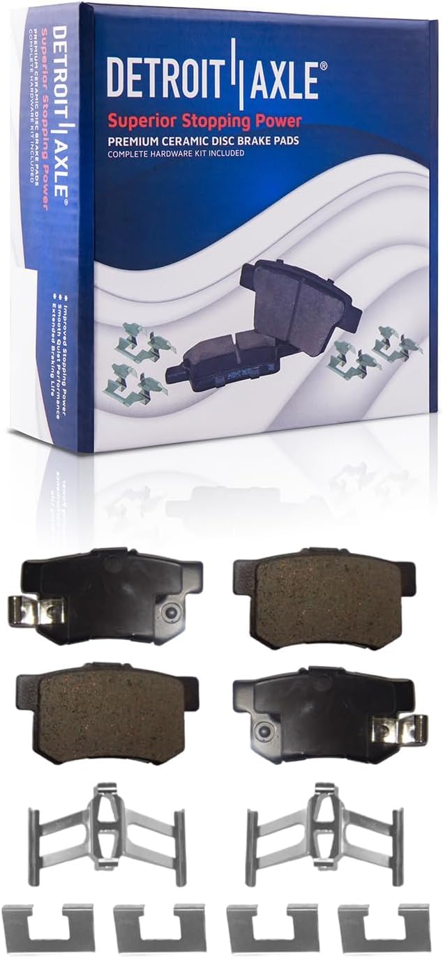 Detroit Axle - 10pc Brake Kit for 02-04 Honda CR-V, Disc Brakes Rotors 2002 2003 2004 Ceramic Brake Pads Replacement : 11.10' inch Front and 11.10' inch Rear Rotors