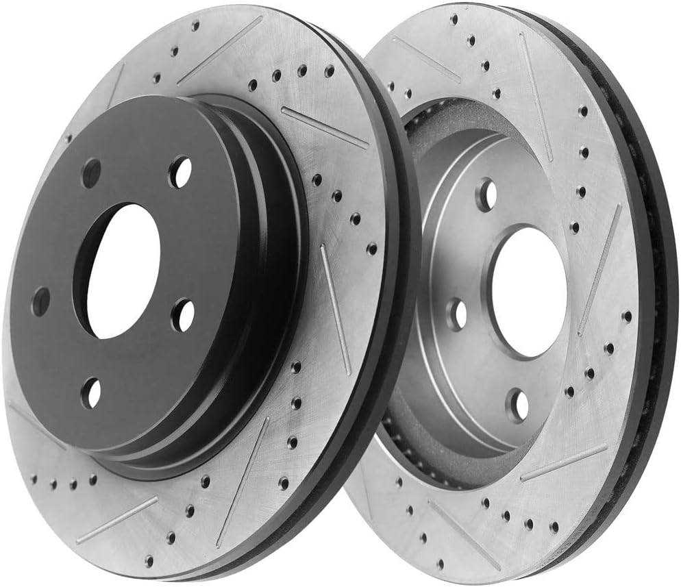 Front Brake Rotors and Pads for 2011-2018 Ram 1500, 2006-2010 Dodge Ram 1500, 2007-2009 Dodge Durango/Chrysler Aspen Drilled and Slotted E-Coating Disc Brake Rotors Ceramic Brakes Pads