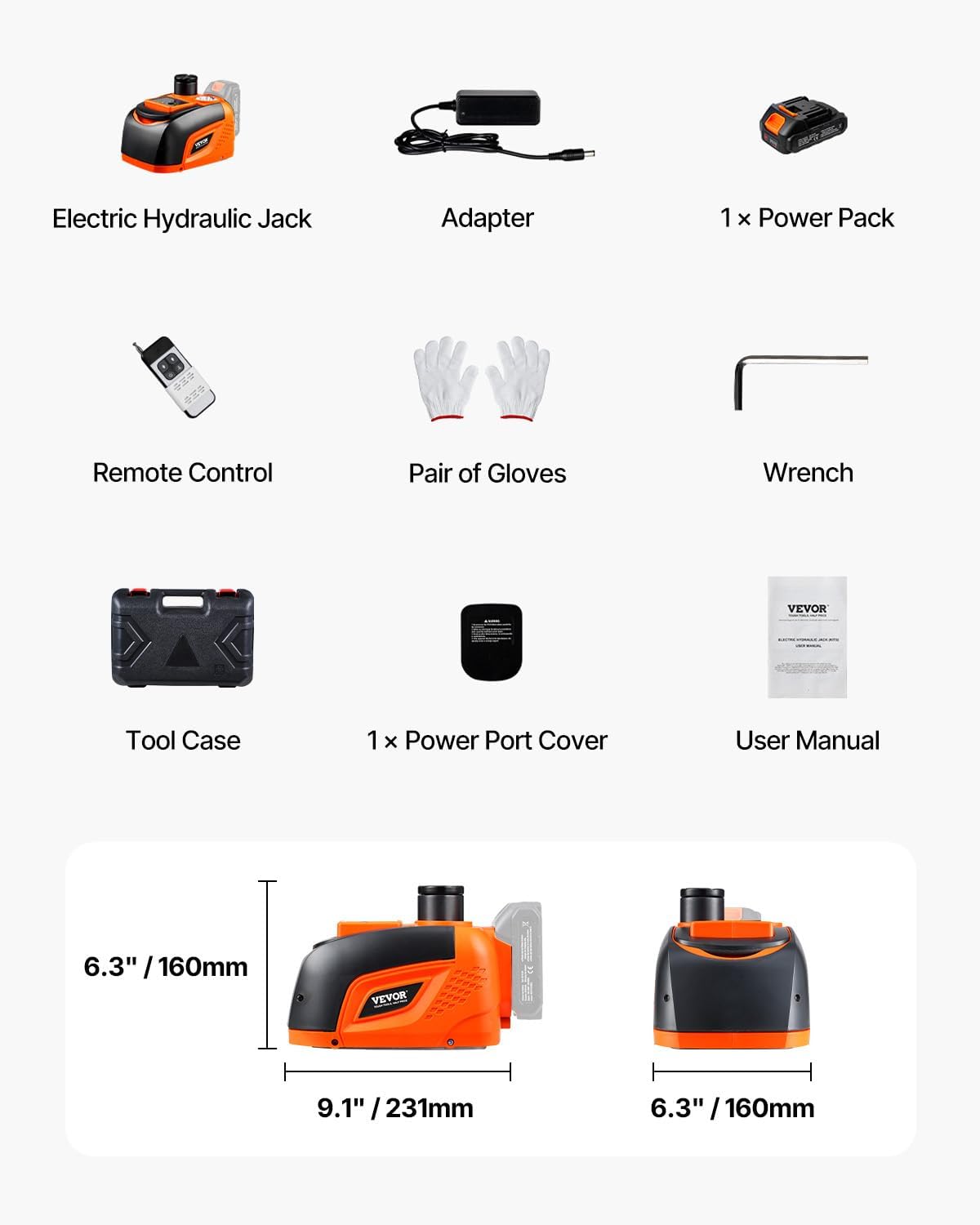 VEVOR Electric Car Jack Wireless 5 Tons, Cordless Remote Control Hydraulic Electric Jack, LED Light Hydraulic Repair Tool, 135-360mm Lifting Range for SUV MPV Sedan Truck Repair