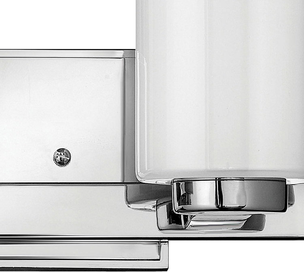 Hinkley Miley Small Two Light Bathroom Vanity Fixture, Cased Opal Glass Shades, Transitional, Chrome