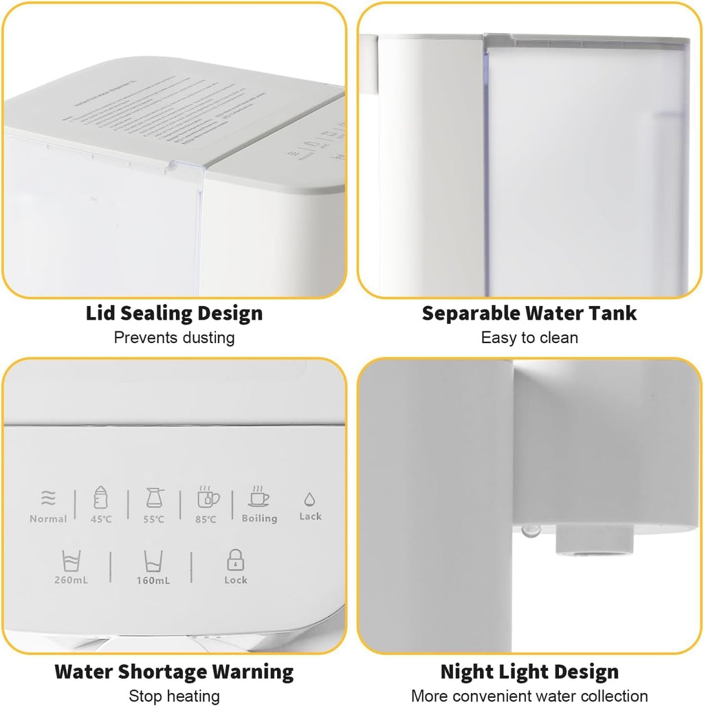 Instant Hot Water Dispenser, Countertop Design with Temperature Setting, LCD Display, Digital Touchscreen, Suitable for Home and Office