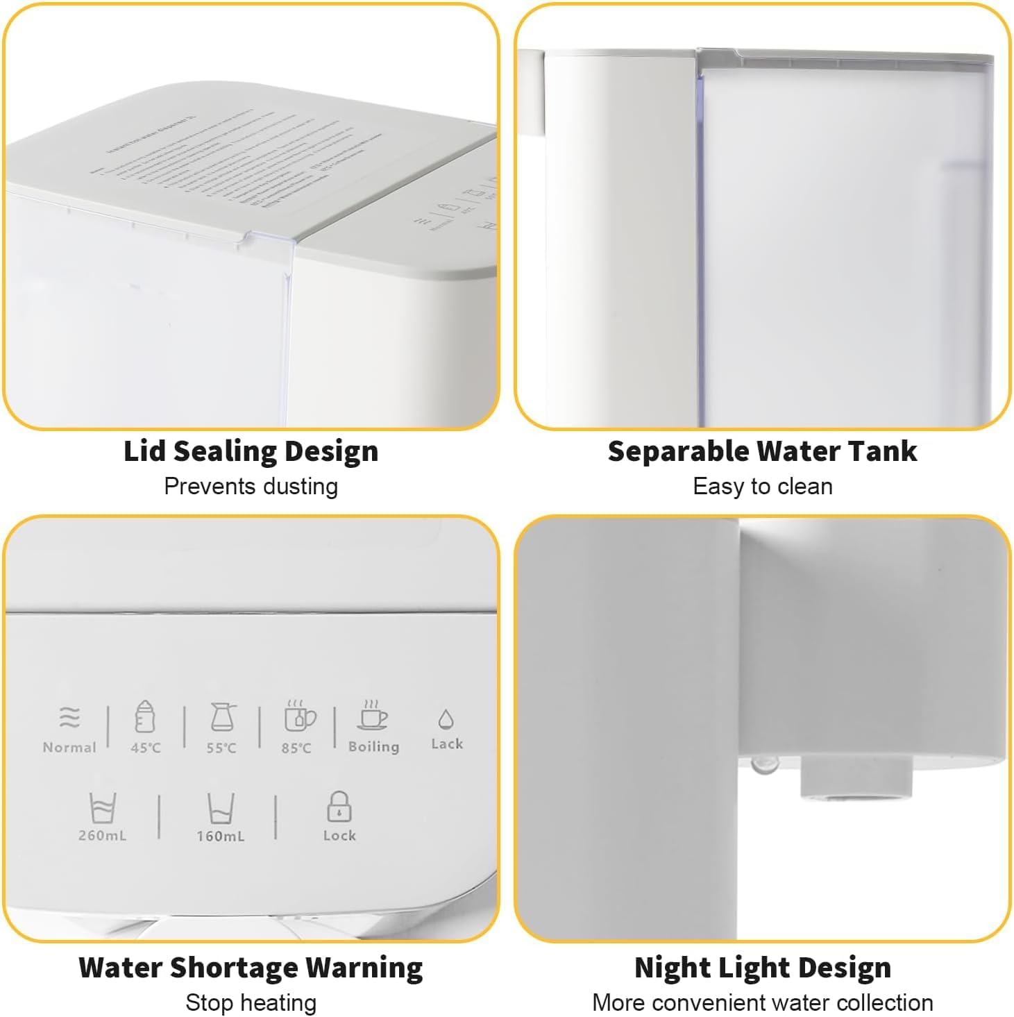 Instant Hot Water Dispenser, Countertop Design with Temperature Setting, LCD Display, Digital Touchscreen, Suitable for Home and Office