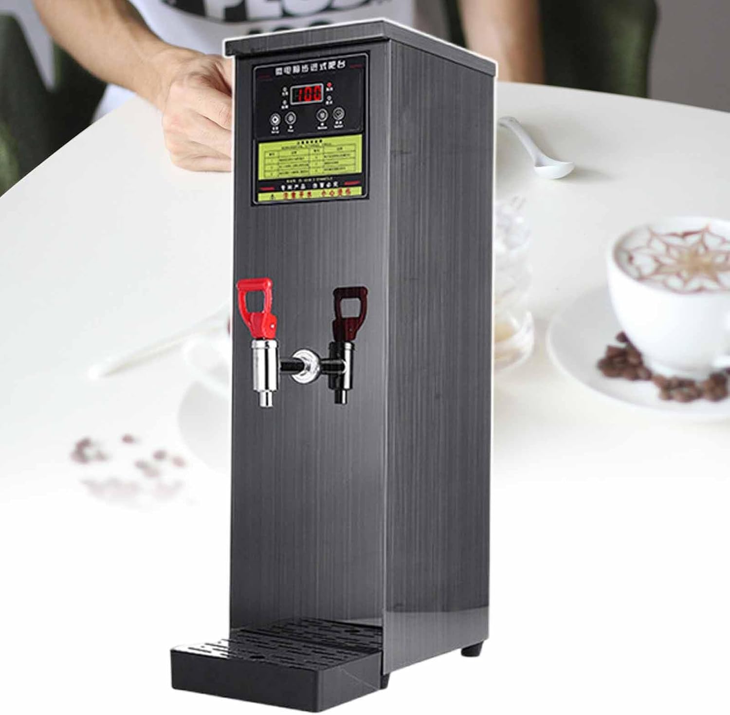 Commercial Automatic Hot Water Dispenser, Stainless Steel Boiling Water Machine, Step Heating, Fast Boiling, Digital Temperature Control, Support Timer, for Coffee, Tea,Black