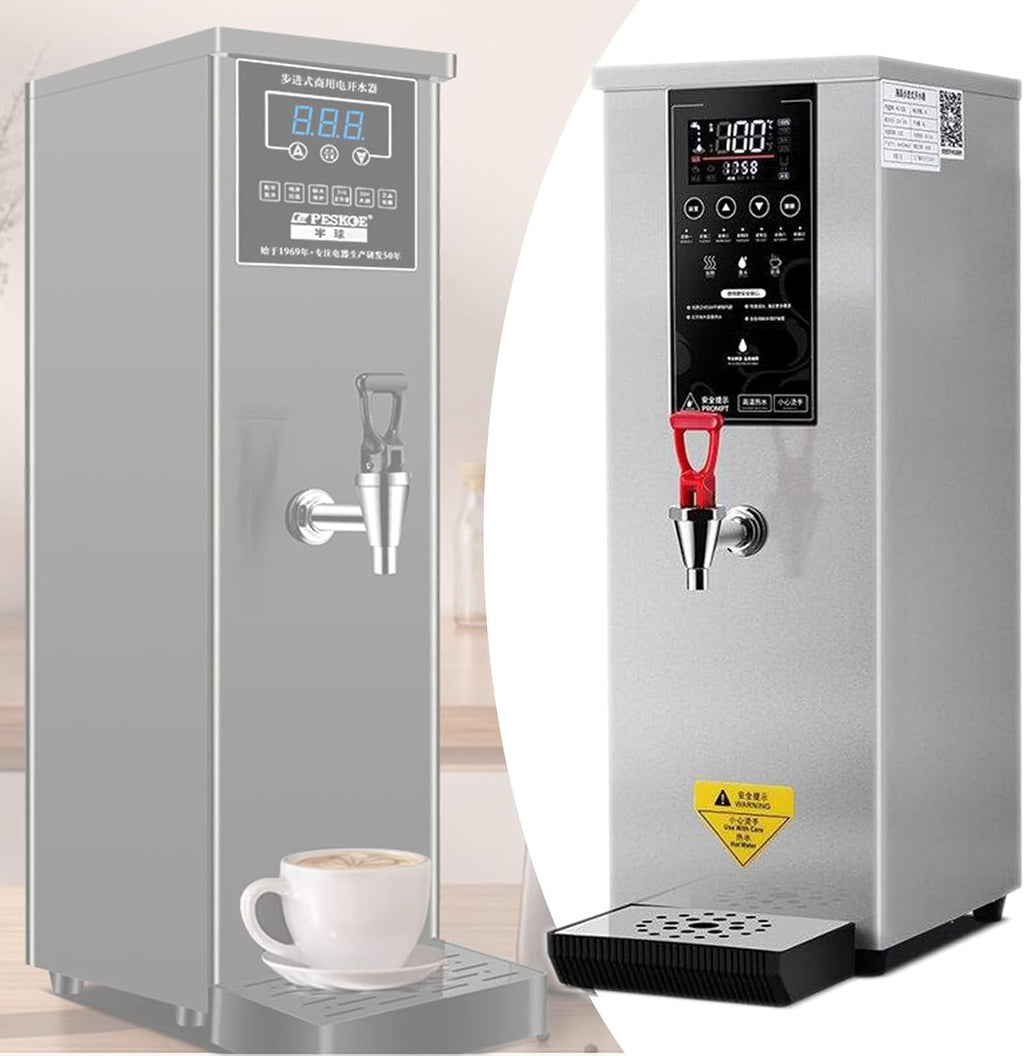 25L Commercial Hot Water Dispenser Boiler, 1000W Electric Catering Urn, Temperature Adjustable, 60L/H Large Output, Quick Brewing for Coffee, Tea, Milk, Hot Drinks Silver