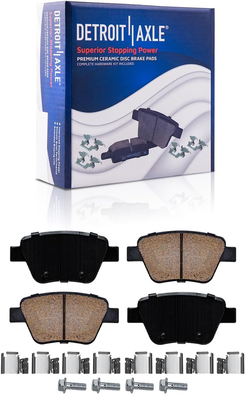 Detroit Axle - Brake Kit for 11-13 Audi A3 [Base] 11.34' inch Front and 11.10' inch Rear Drilled and Slotted Disc Brake Rotors Ceramic Brakes Pads 2011 2012 2013 Replacement