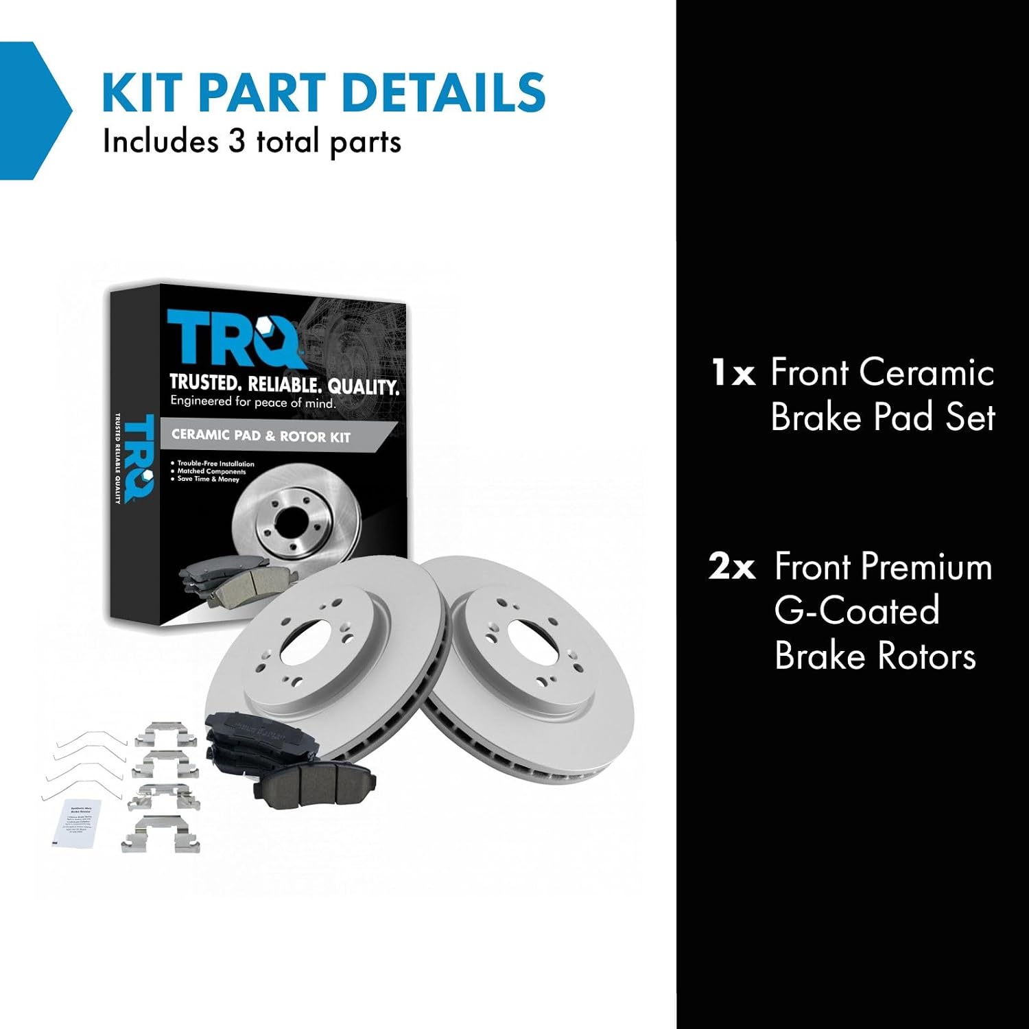 TRQ Front Brake Pad and Rotor Set Ceramic Vented Rotors Compatible with 2011 Honda Accord Crosstour 2012-2016 CR-V 2012-2015 Crosstour