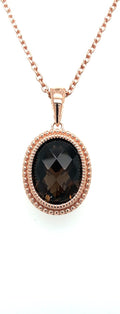 LE VIAN Brown Smoky Quartz or Blue Topaz Pendant Necklace for Women in 14K Rose Gold Plated 925 Sterling Silver on 18 Inch Cable Chain with Spring Ring Clasp or Lobster Claw Clasp