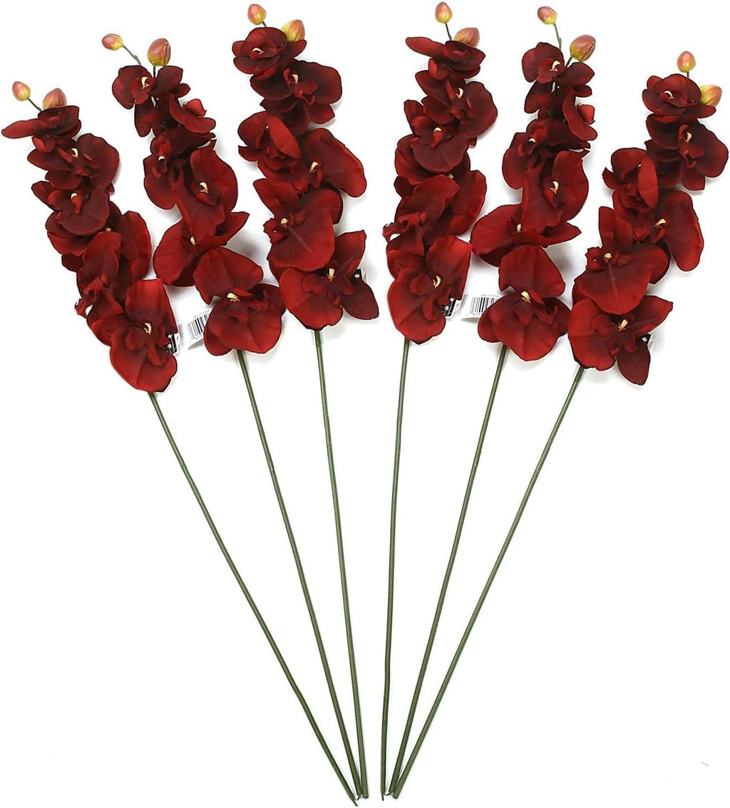 Hosley Set of 144 Bulk Pack Farmhouse Orchid Phalaenopsis Artificial Flowers 28' Long - Burgandy. Great for Use Vases, for Home, Wedding, Spa & Special Occasions