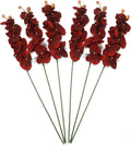Hosley Set of 144 Bulk Pack Farmhouse Orchid Phalaenopsis Artificial Flowers 28' Long - Burgandy. Great for Use Vases, for Home, Wedding, Spa & Special Occasions