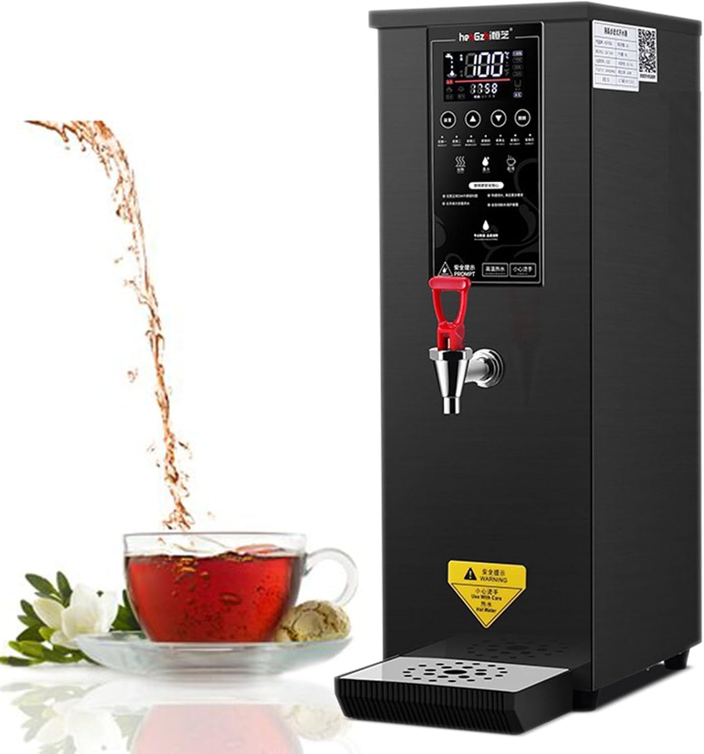 Commercial Hot Water Dispenser - Electric Water Boiler 60L/H Adjustable Temperature Adjust for Coffee Boba Tea Shop Office, 1000W Black