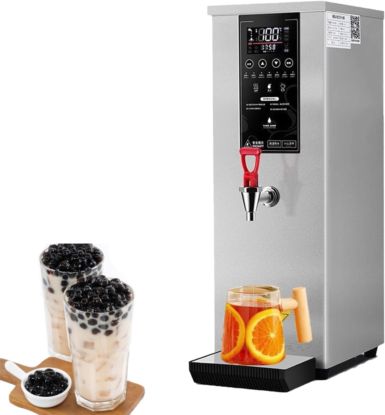 3000W Commercial Hot Water Dispenser Countertop, Energy-Saving Stainless Steel Water Boiler, 104°F-212°F for Boba Tea Office Restaurant Hotel,Silver