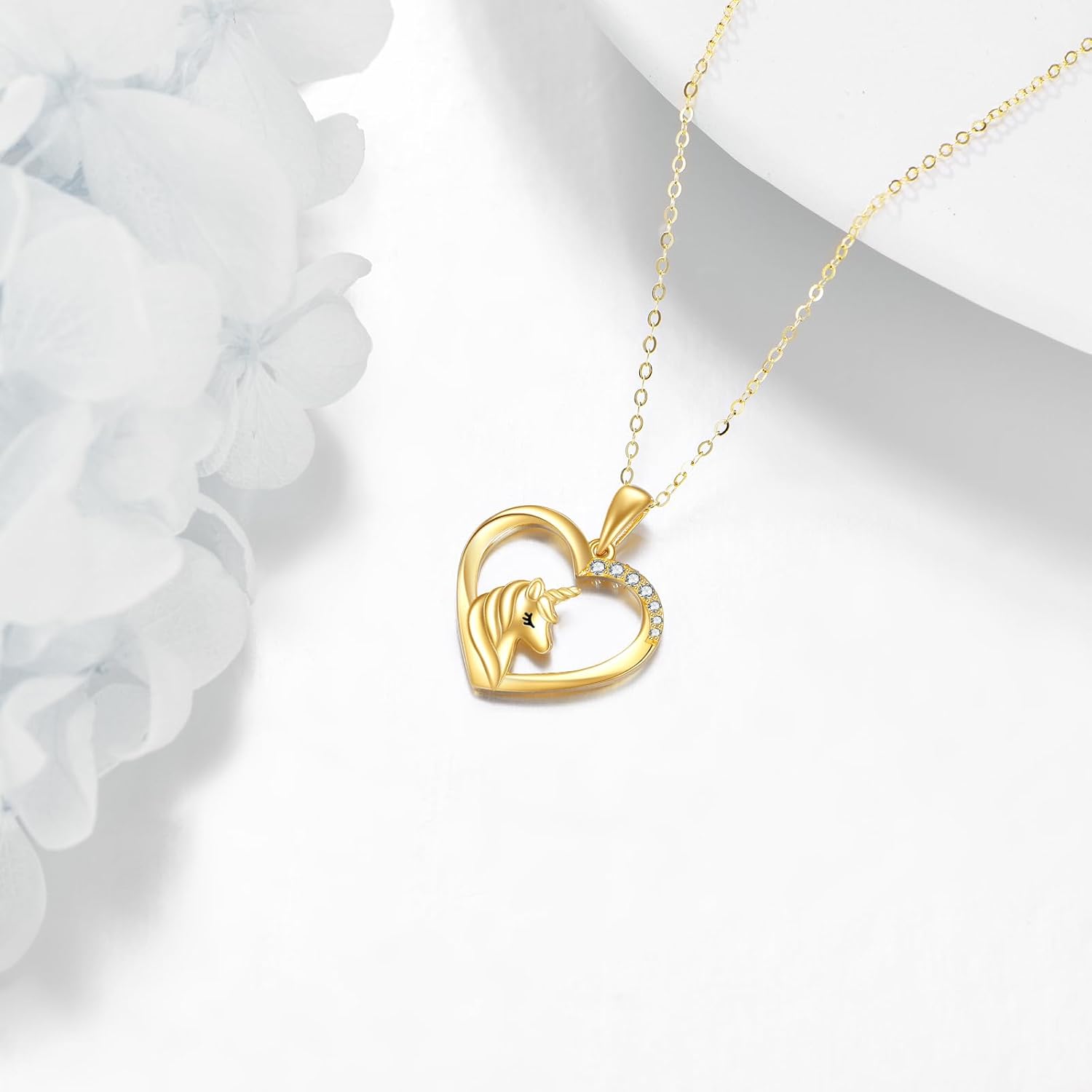 KECHO Christmas Gifts 14k Solid Gold Animals Necklace for Women Giraffe Bee Elephant Ladybug Koala Axolotl Horse Unicorn Cat Necklaces Pendant Jewelry Mothers Day Birthday for Mom Wife Friends