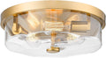 Gold Flush Mount Ceiling Light, 3-Light Hallway Light Fixtures, Modern Farmhouse Farmhouse Ceiling Light Clear Glass Brushed Gold Finish for Kitchen Porch Entryway