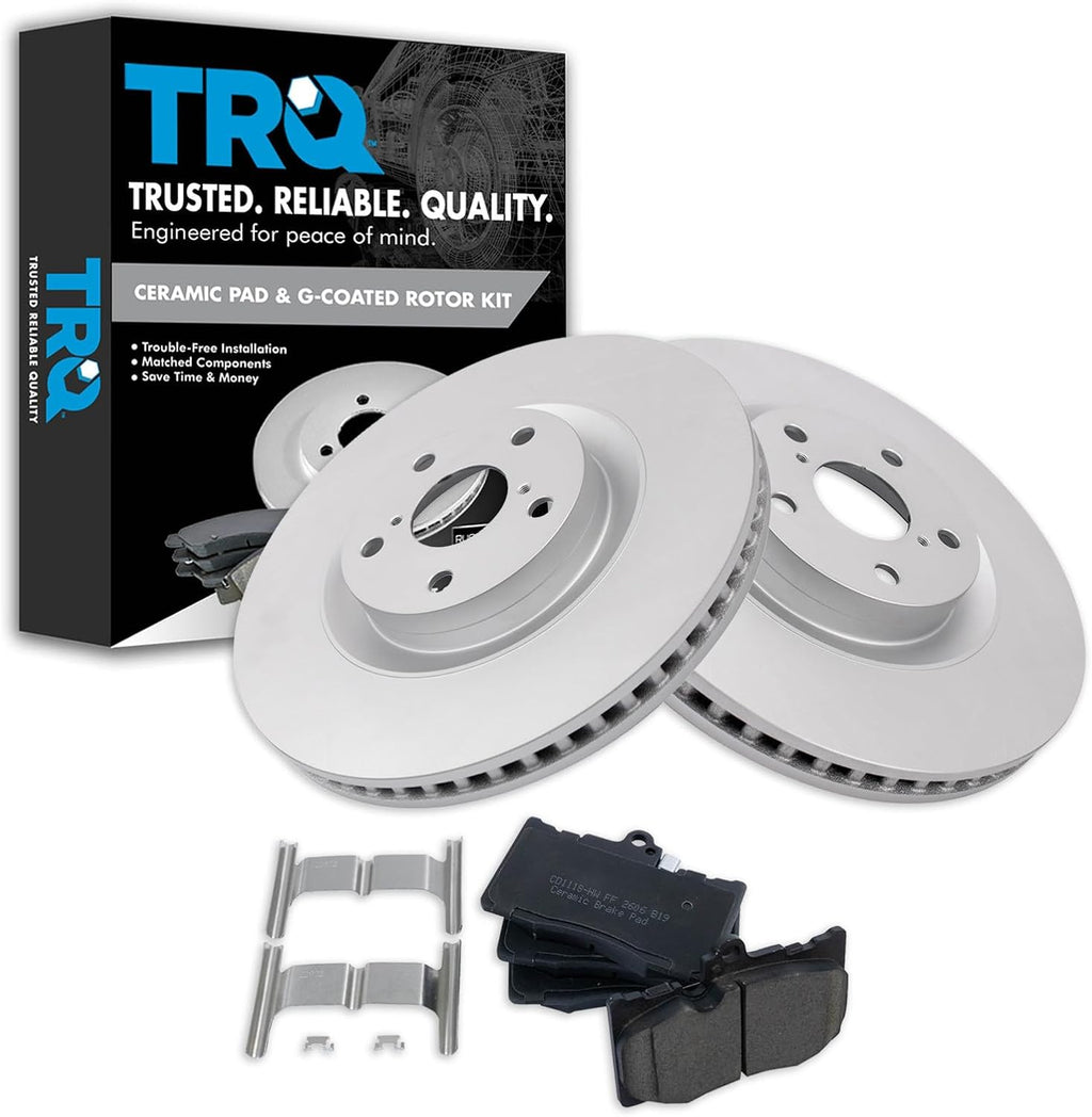 TRQ Front Brake Pad and Rotor Set Ceramic Coated Vented Rotors Compatible with 2009-2019 Lexus GS350 GS450h GS460 GS300 IS350 IS300 RC350 RC300 RC200t GS200t