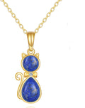 DOVRAN 14K Solid Gold Cat/Butterfly/Heart/Teardrop Necklace for Women 14K Gold Opal/Lapis Lazuli/Black Onyx Pendant Jewelry Gift for Women
